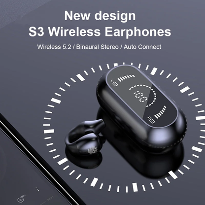 Open Ear Bluetooth 5.2 Headphones with LED Battery Indicator and Case