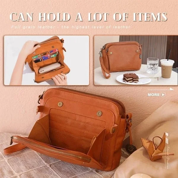 Elegant Leather Crossbody Bag with Versatile Straps and Card Holders
