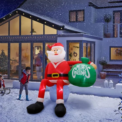 Massive 8-Foot Illuminated Santa Inflatable for Outdoor Cheer