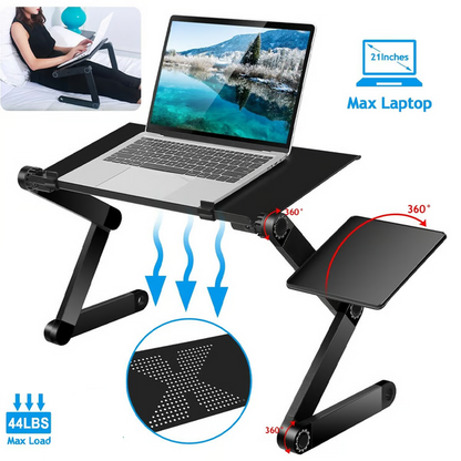 360-Degree Rotating Laptop Stand with Removable Mouse Pad
