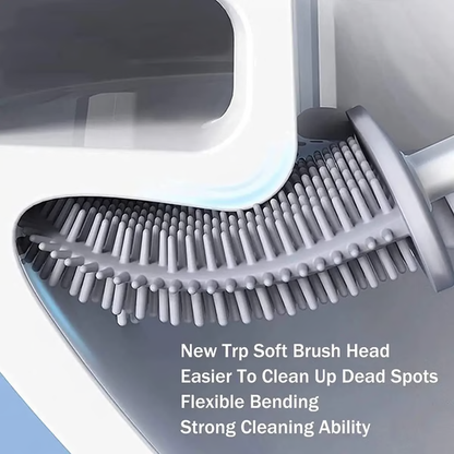 Space-Saving Bathroom Cleaning Set with Silicone Brush and Plunger Holder