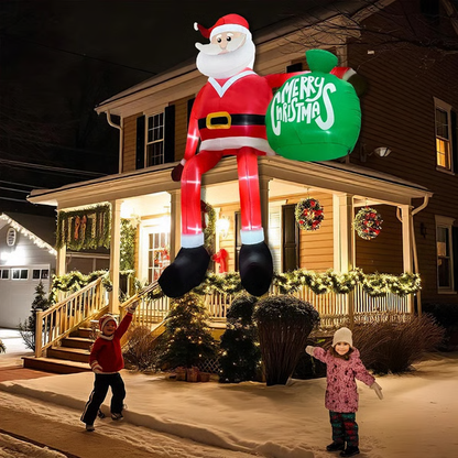 Festive 8-Foot Inflatable Santa Climber with LED Lights