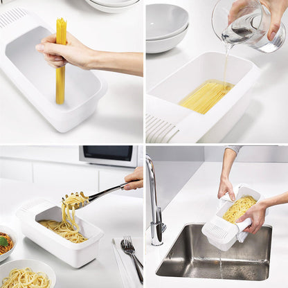 QuickCook Pasta Bowl with Strainer Lid & Heat-Resistant Handles