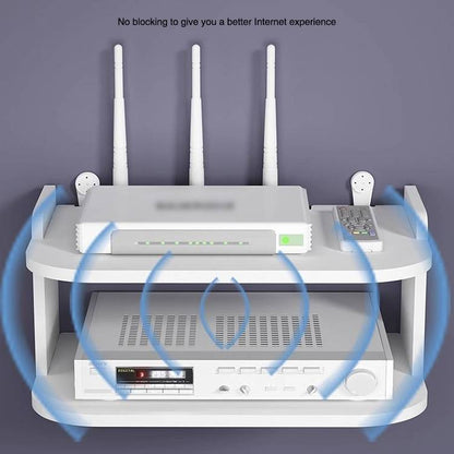 Floating Wall-Mounted Shelf for WiFi Router, Modem, and Cable Storage