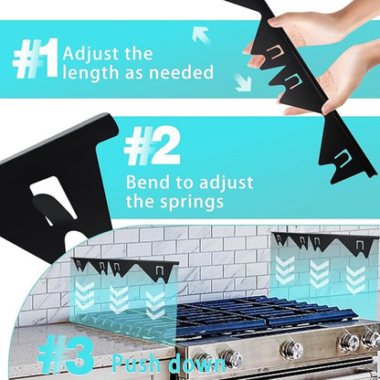 Adjustable Stainless Steel Stove Gap Cover with Spring Tension, 13.8-27.5in