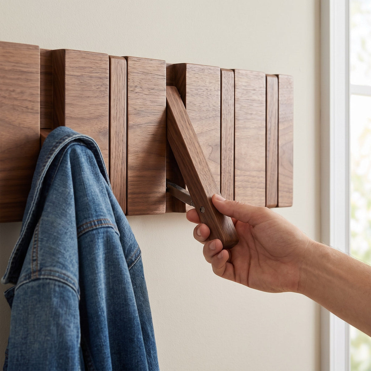 Folding Magnetic Hooks Wall-Mounted Coat Rack