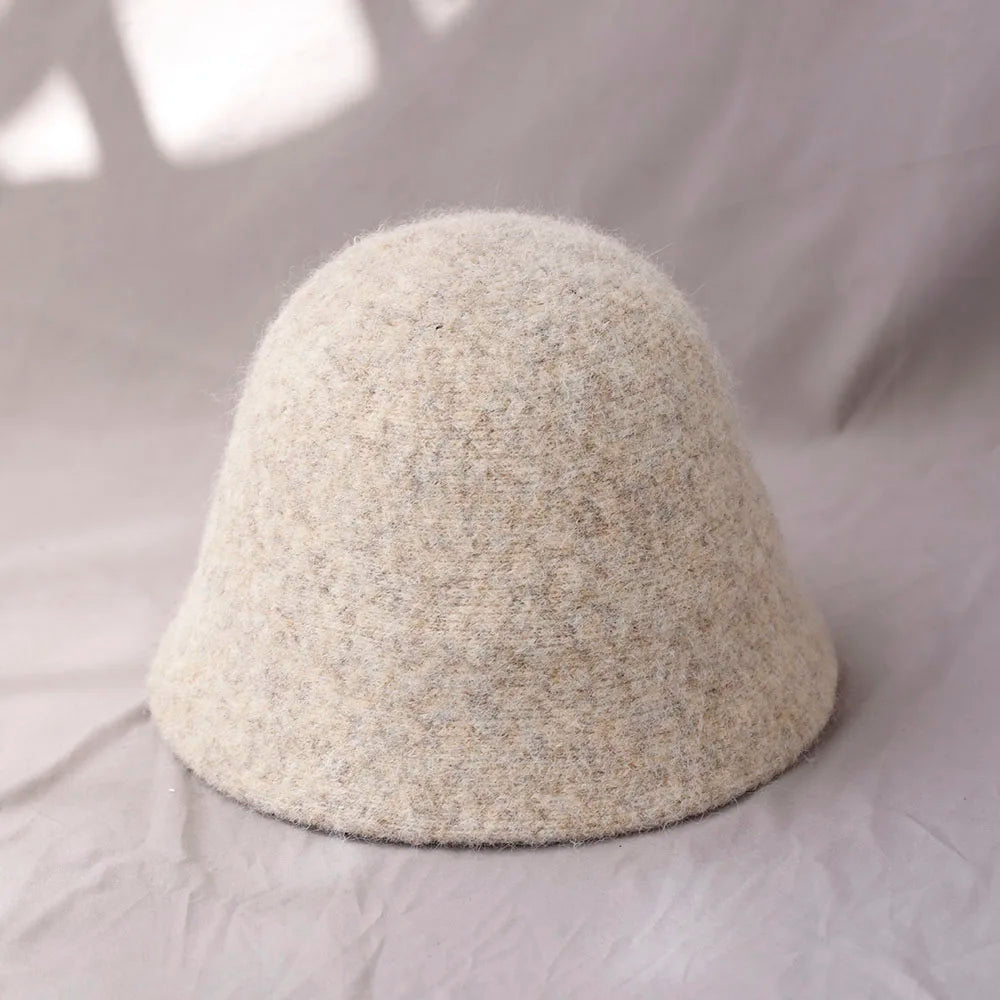 Foldable Vintage Fisherman Style Wool Bucket Hat for Women - Warm Cold Weather Accessory