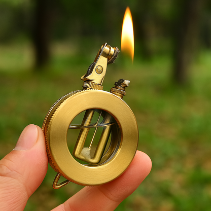 Classic Metal Refillable Lighter with Flint Ignition System