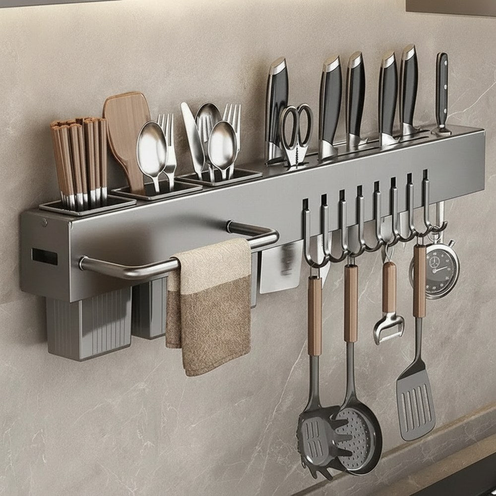 Kitchen Utensil and Knife Holder for Wall Mounting