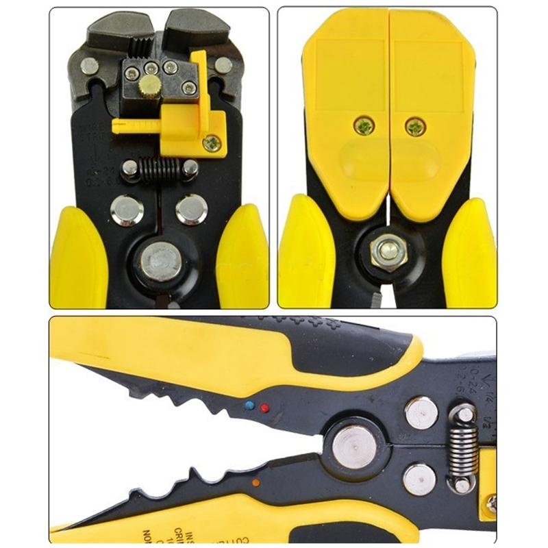 Multi-Function Wire Stripper with Integrated Cutter and Crimper