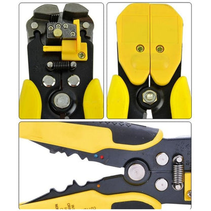 Multi-Function Wire Stripper with Integrated Cutter and Crimper