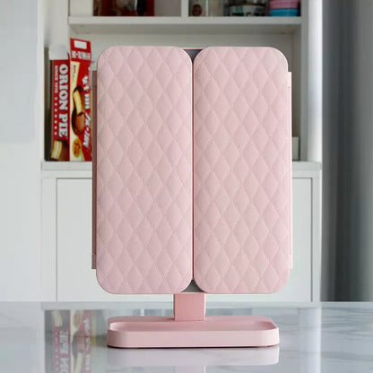 Illuminated Tri-Fold Makeup Mirror with Magnification Options