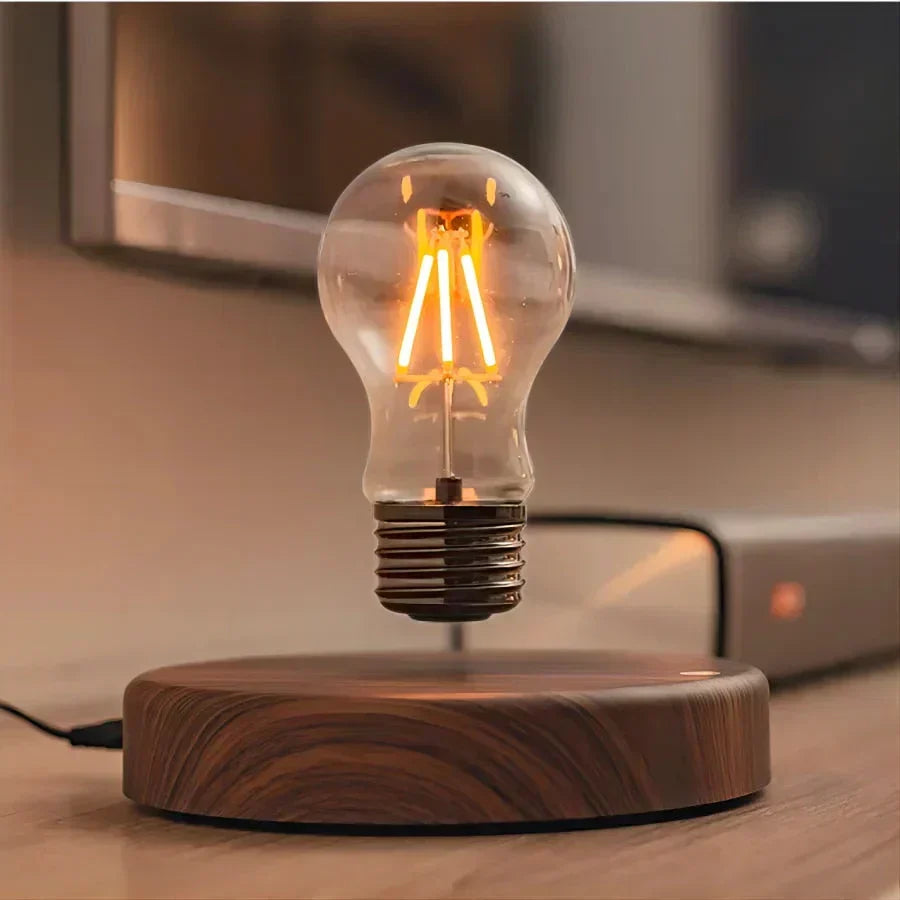 Magnetic Floating Light with Elegant Wooden Base - 50000 Hour Lifespan