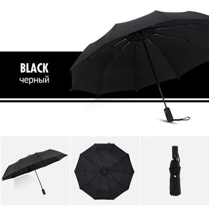 Compact Travel Umbrella with One-Handed Open/Close - Windproof, 4 Colors