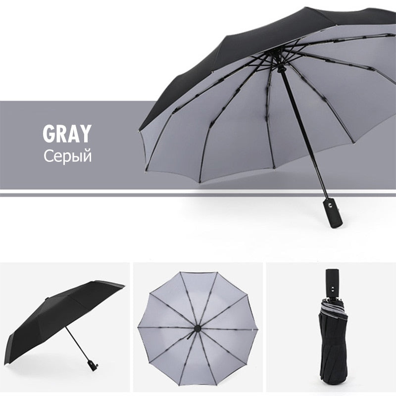 Compact Travel Umbrella with One-Handed Open/Close - Windproof, 4 Colors