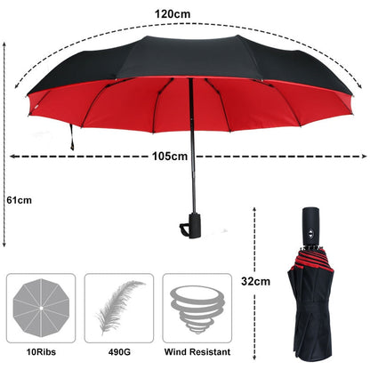 Compact Travel Umbrella with One-Handed Open/Close - Windproof, 4 Colors