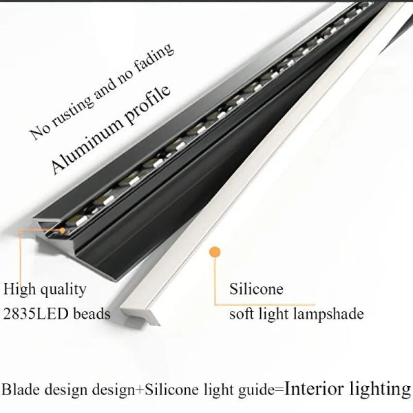 LED Strip Light for Under Cabinet Use, Adjustable Length, Aluminum Frame, 45-Degree Beam