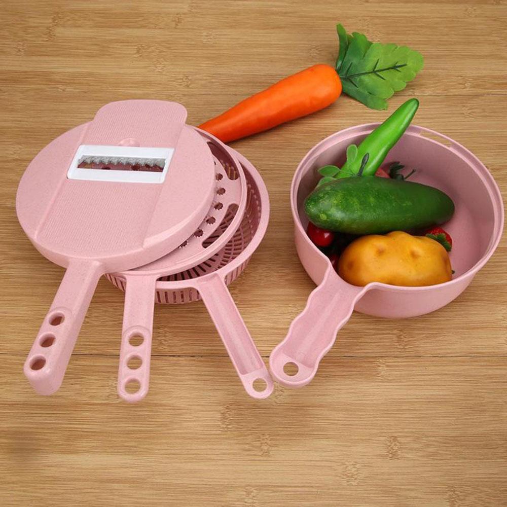 Multi-Function Vegetable Cutter with 4 Blades and Safety Grip