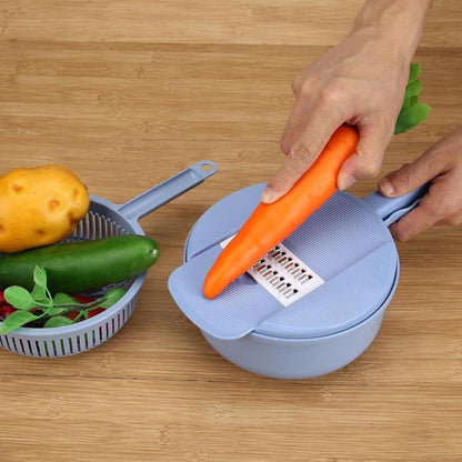 Multi-Function Vegetable Cutter with 4 Blades and Safety Grip