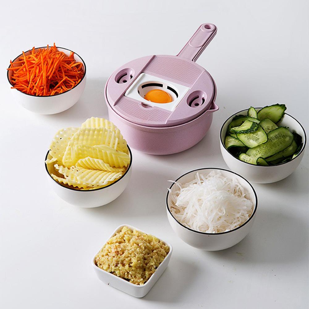 Multi-Function Vegetable Cutter with 4 Blades and Safety Grip