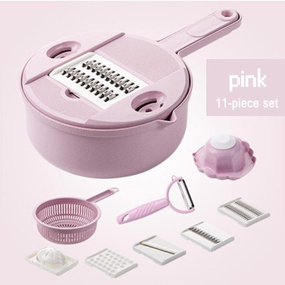 Multi-Function Vegetable Cutter with 4 Blades and Safety Grip