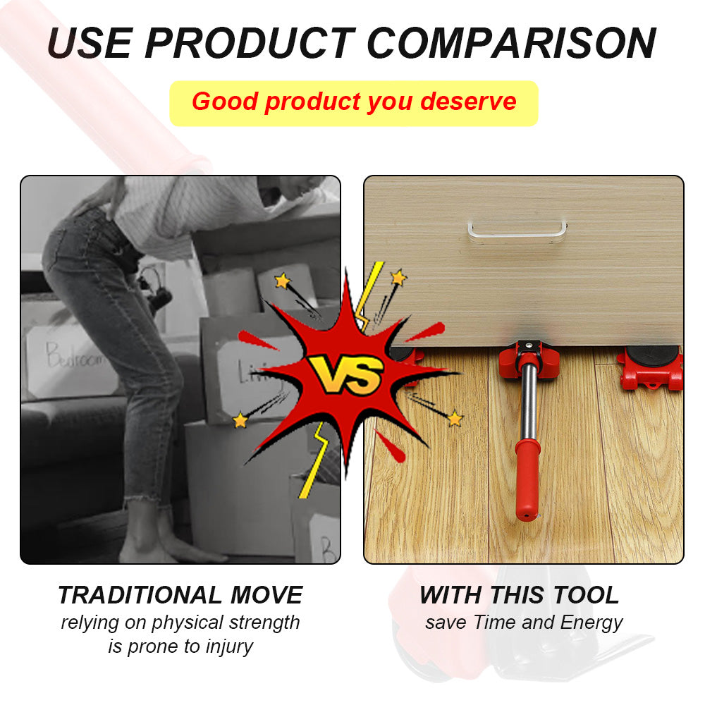 Effortless Furniture Mover Set with Lifting Tool and 360-Degree Wheels