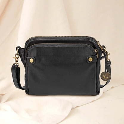 Elegant Leather Crossbody Bag with Versatile Straps and Card Holders