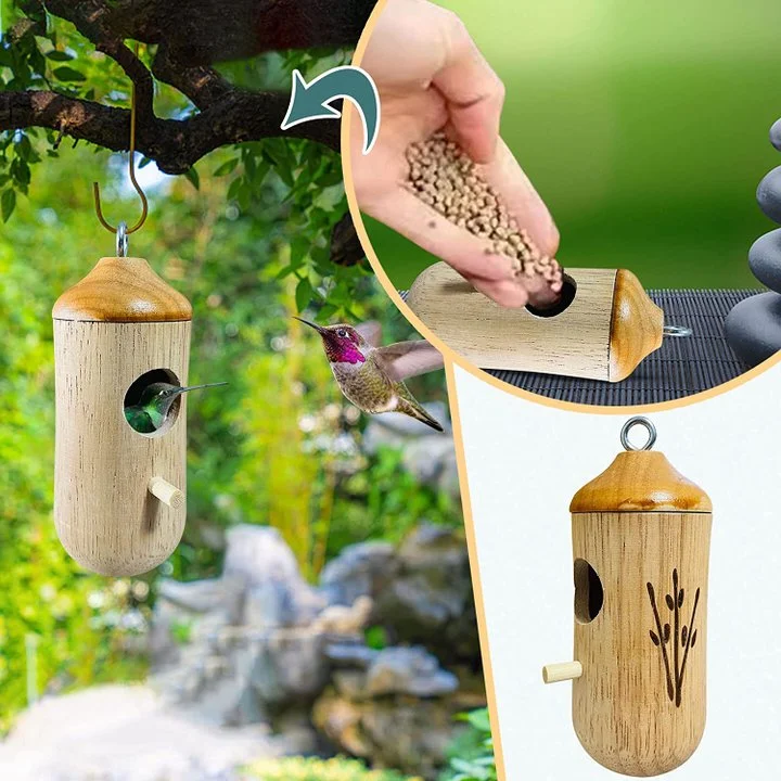 Birdhouse for Hummingbirds – Decorative Resin Nest in Oak, Maple, Cherry, 5.9 In