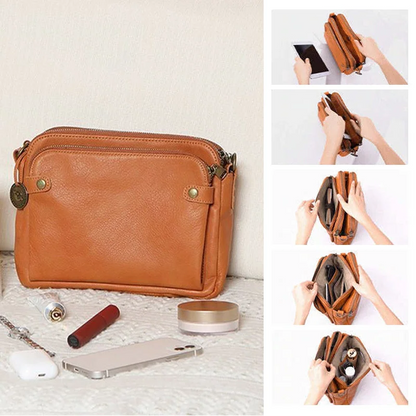 Elegant Leather Crossbody Bag with Versatile Straps and Card Holders