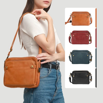 Elegant Leather Crossbody Bag with Versatile Straps and Card Holders
