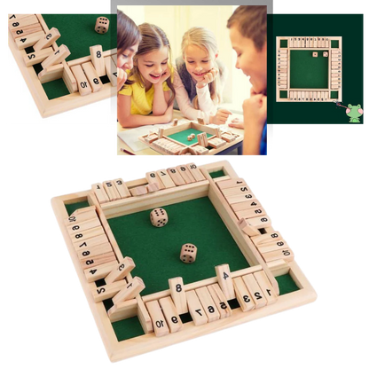 Shut the Box Game Set – Wooden Dice and Tiles for 2-4 Players, 11.7 Inch