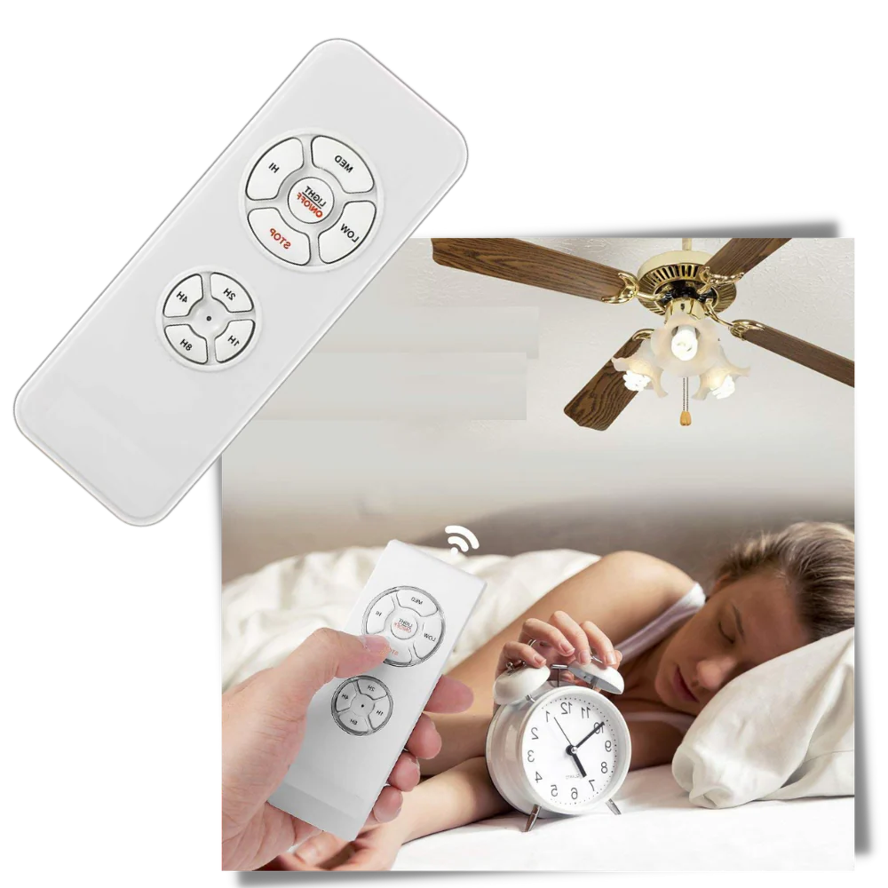 Ceiling Fan Remote Control System with Receiver and Wall Bracket - RF Speed and Light Controller for Fans and Lighting