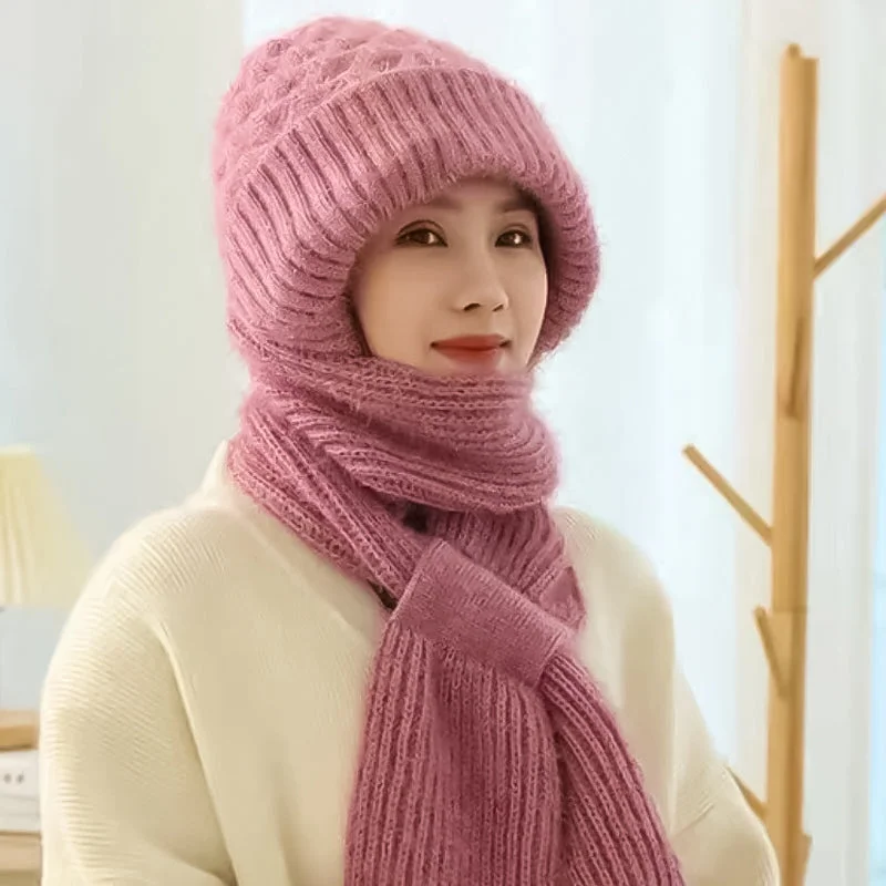Knitted Winter Balaclava with Scarf, Ear Protection, and Neck Warmer