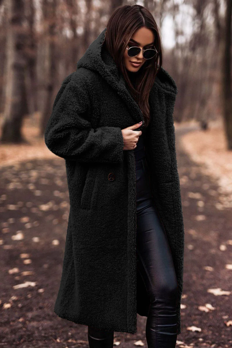 Lightweight Elegant Overcoat for Winter, Wool Blend with Faux Fur, S-XL, 9 Colors