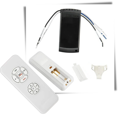 Ceiling Fan Remote Control System with Receiver and Wall Bracket - RF Speed and Light Controller for Fans and Lighting