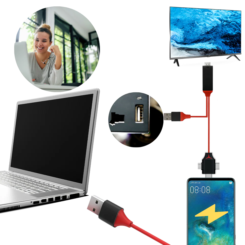 Versatile HDMI Adapter for Mobile Devices with Power Support