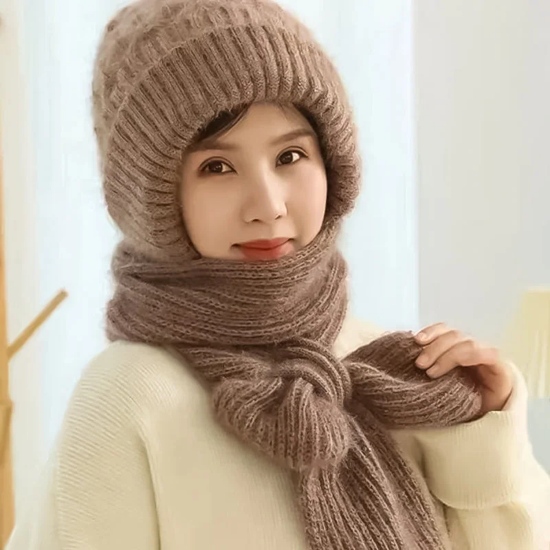 Knitted Winter Balaclava with Scarf, Ear Protection, and Neck Warmer