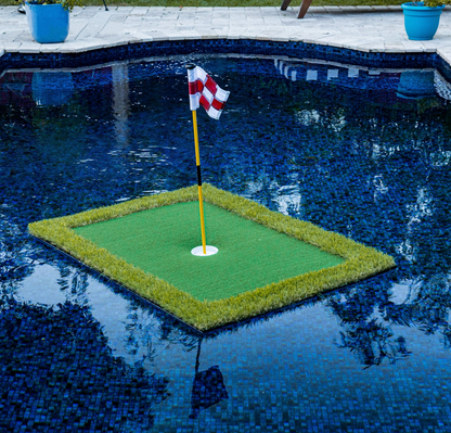 Portable Golf Practice Mat with Floating Balls and Flag, 2x3 Feet