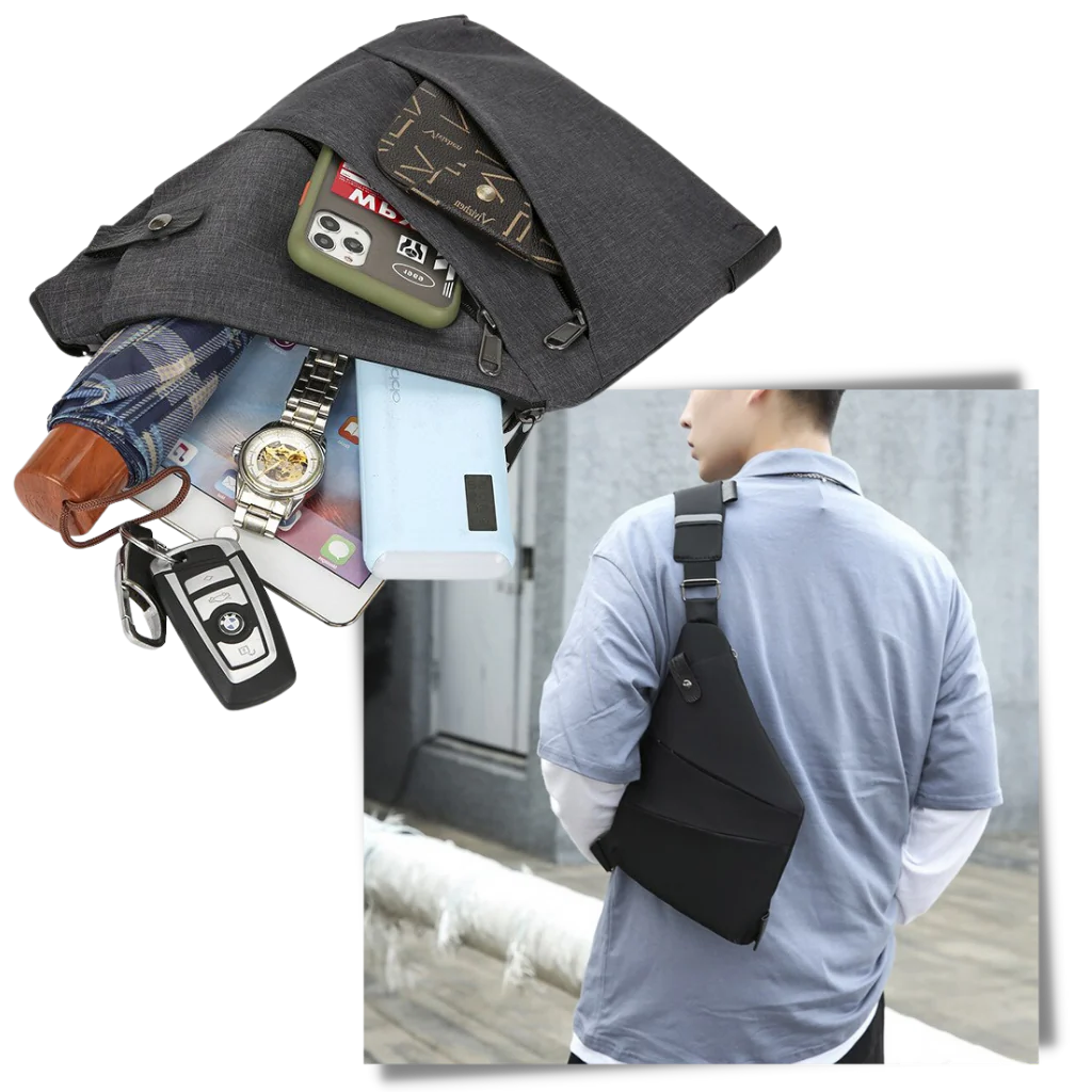 Adjustable Strap Travel Sling Pouch - Waterproof Multi-Pocket Crossbody Bag for All