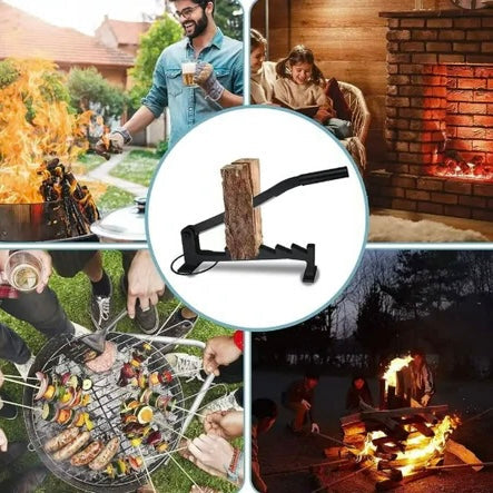 Wall-Mounted Steel Wood Splitting Tool for Effortless Chopping
