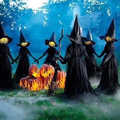 Enchanting Illuminated Witch Yard Stakes for Spooky Decor