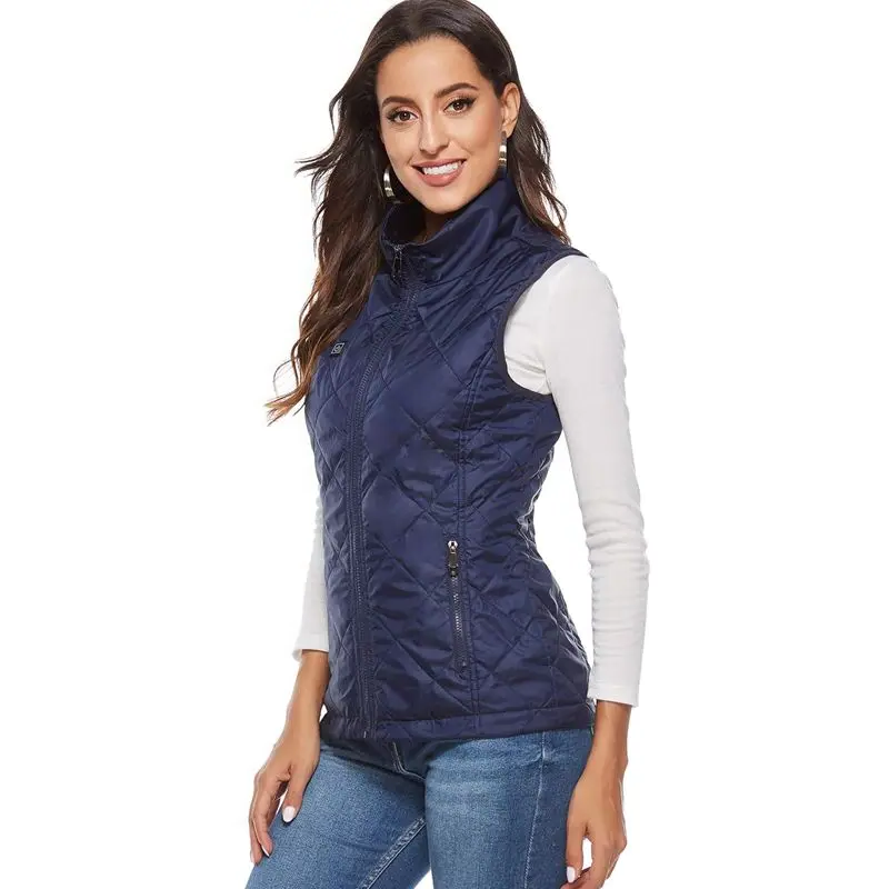 USB Heated Vest for Women - 9 Heating Zones, 3 Heat Levels, Black or Blue