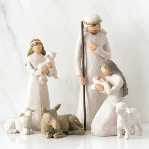 Rustic Handcrafted Nativity Scene with Six Unique Figurines