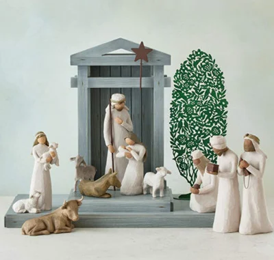 Rustic Handcrafted Nativity Scene with Six Unique Figurines
