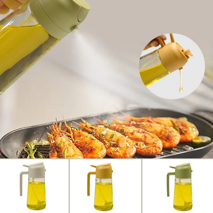 Precision Glass Oil Dispenser with Spray and Pour Features
