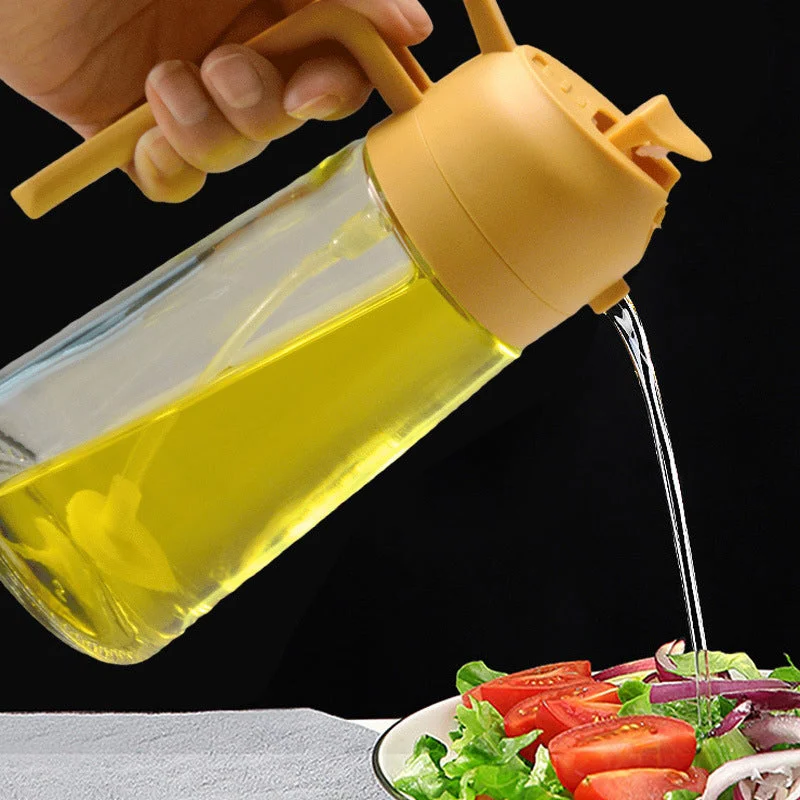 Precision Glass Oil Dispenser with Spray and Pour Features