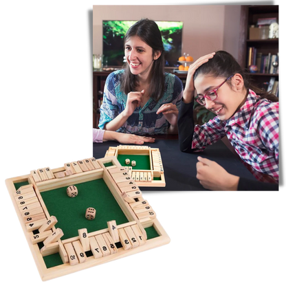 Shut the Box Game Set – Wooden Dice and Tiles for 2-4 Players, 11.7 Inch