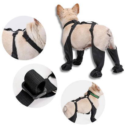 Non-Slip Waterproof Dog Boots with Reflective Straps – Full Leg Support