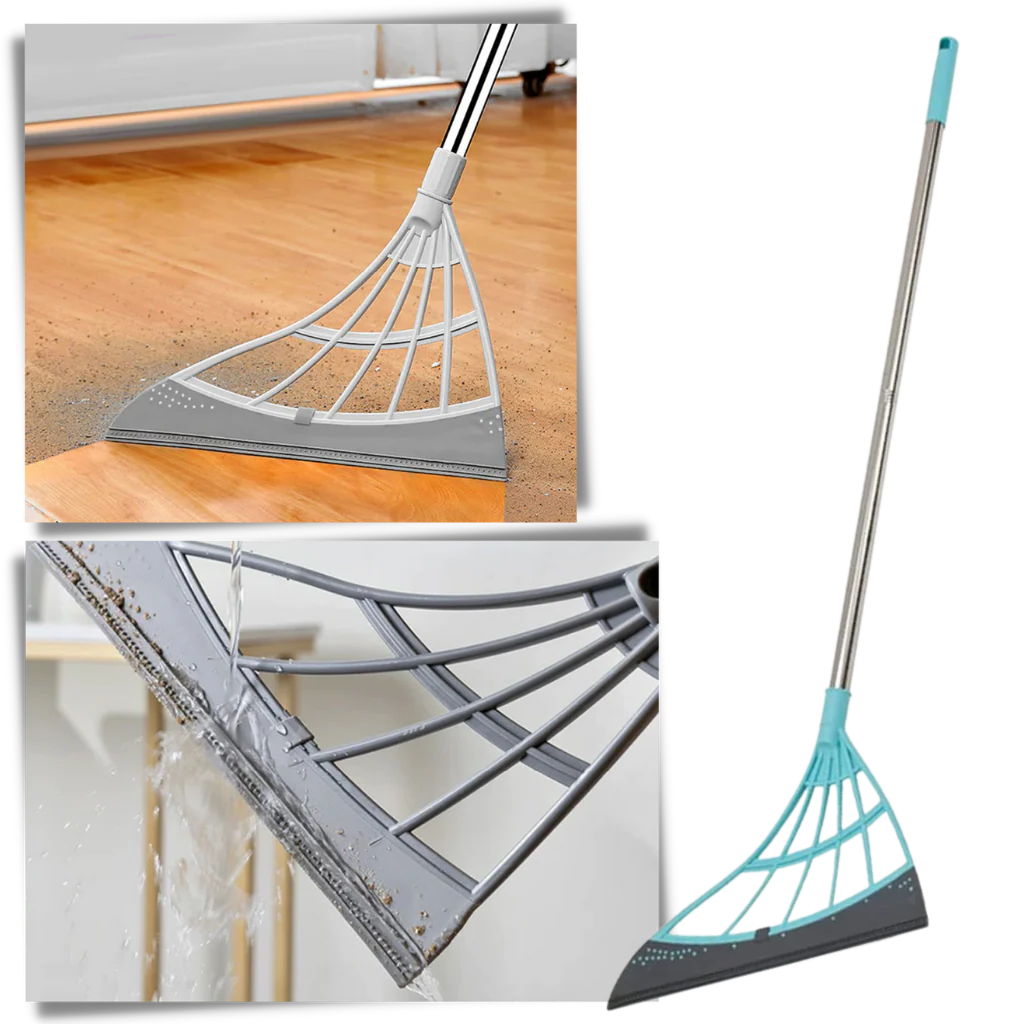 Adjustable Rubber Sweeper with 53.1 Inch Reach for All Surfaces