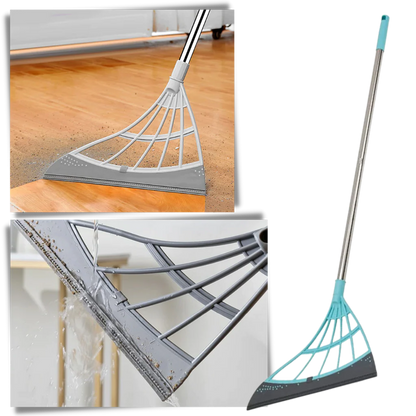 Adjustable Rubber Sweeper with 53.1 Inch Reach for All Surfaces
